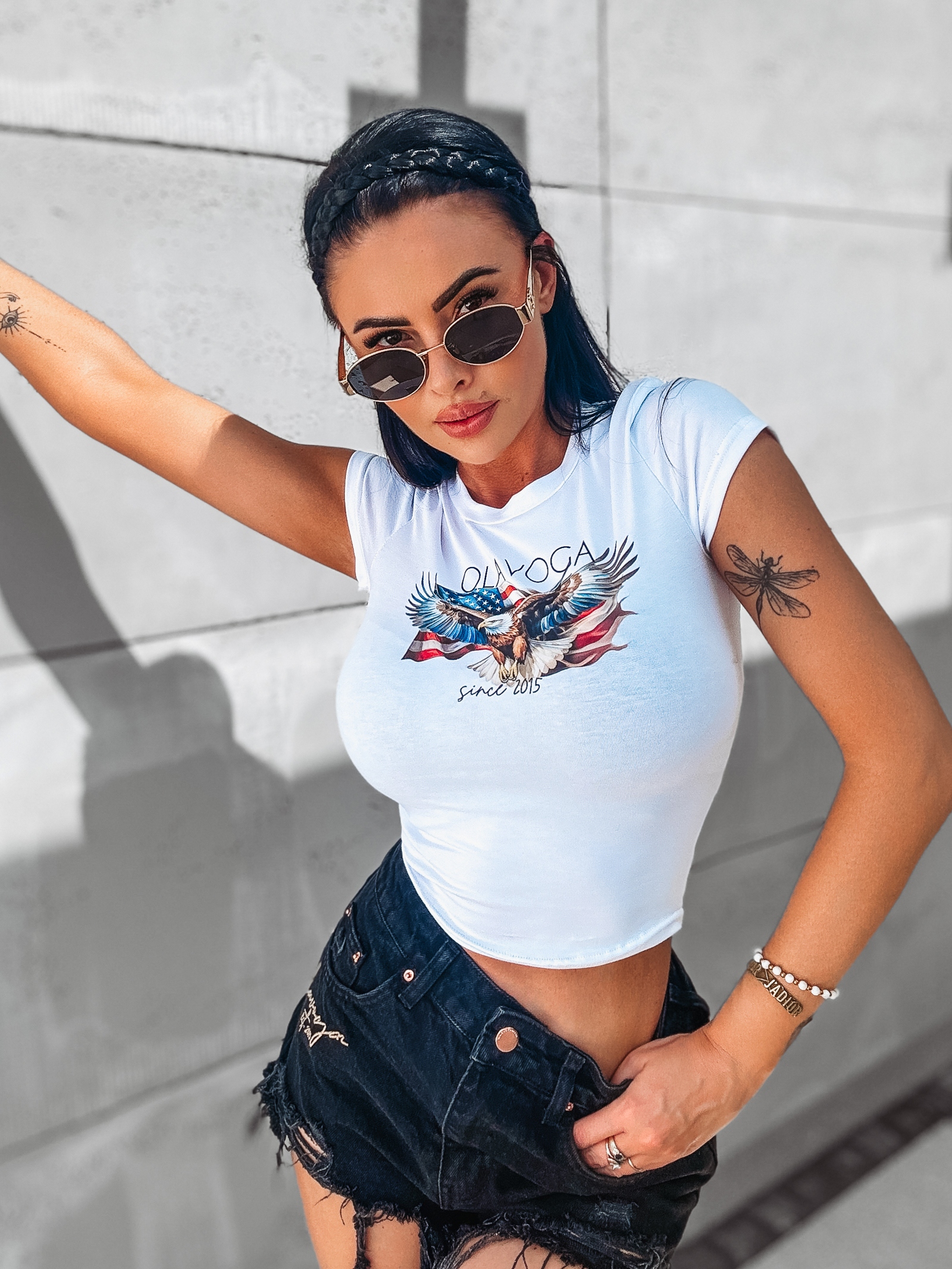 T-shirt z nadrukiem Empire Ola Voga biały