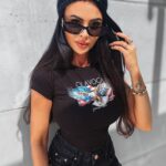 T-shirt z nadrukiem Empire Ola Voga czarny