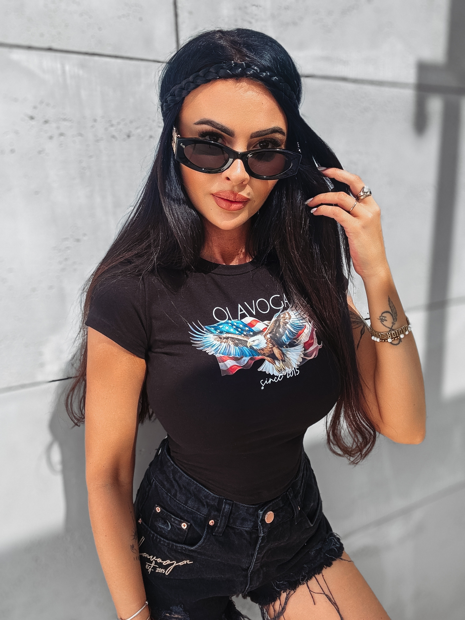 T-shirt z nadrukiem Empire Ola Voga czarny