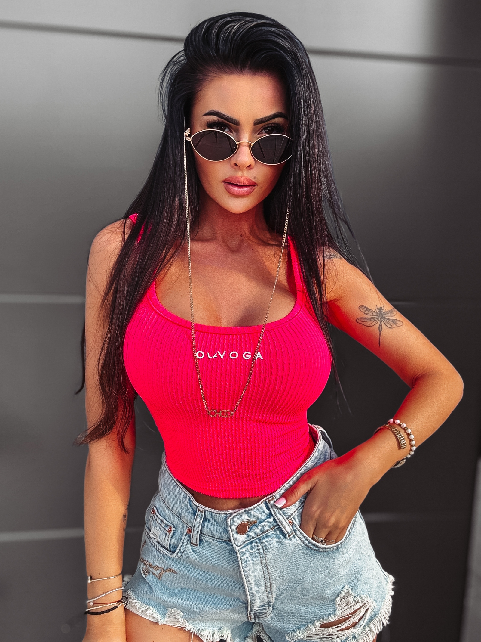 Top dopasowany June Ola Voga koralowy