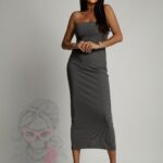 Sukienka tuba prążkowana Furto grafitowa