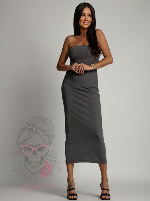 Sukienka tuba prążkowana Furto grafitowa
