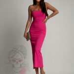-Wyprzedane-Sukienka tuba prążkowana Furto fuksja