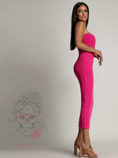 -Wyprzedane-Sukienka tuba prążkowana Furto fuksja