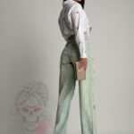 Spodnie jeansowe z różyczkami Madam Sosoe aqua blue