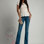 Spodnie jeansowe dzwony Wreger granatowe