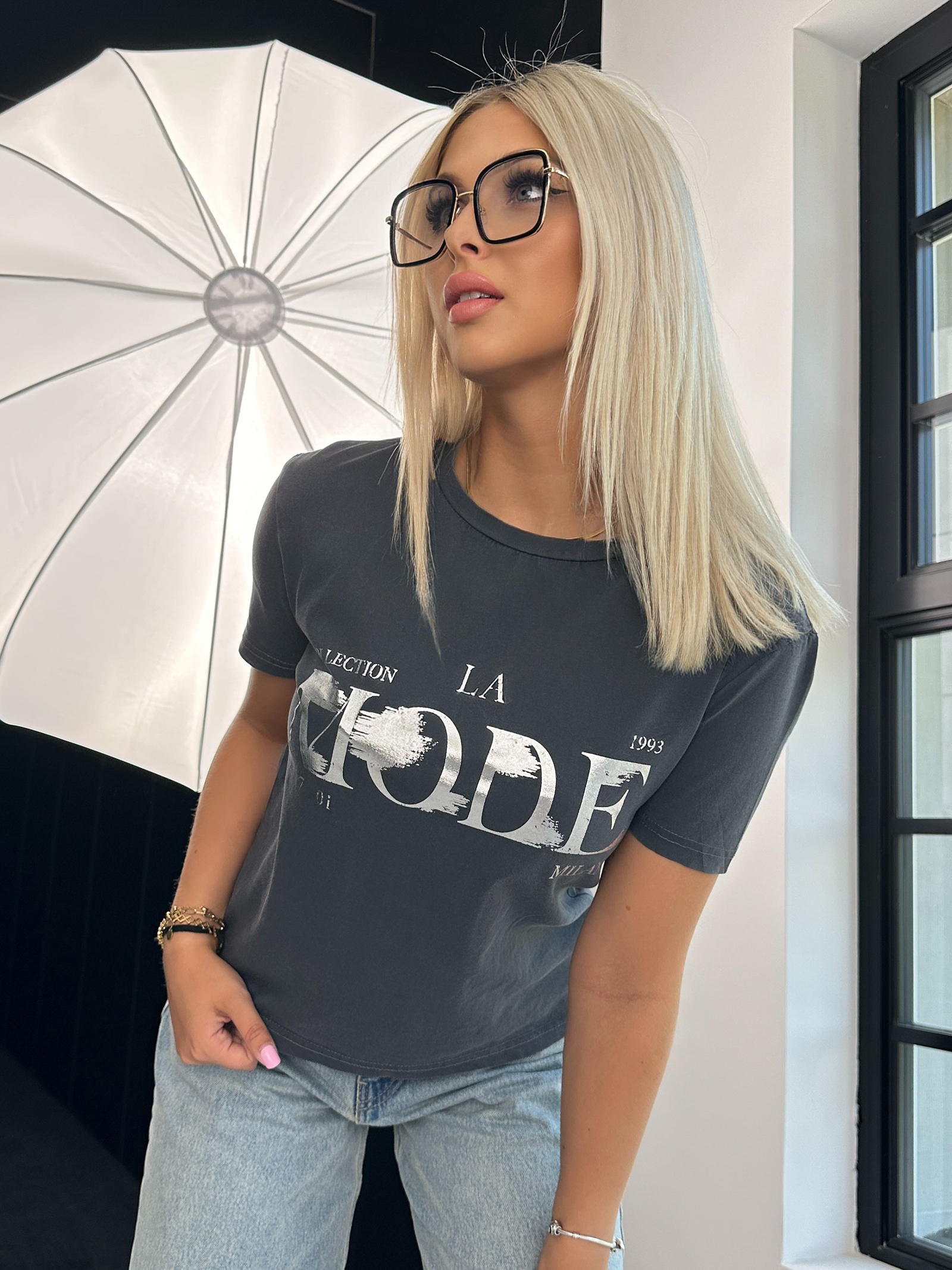 T-shirt bawełniany Laviode szary