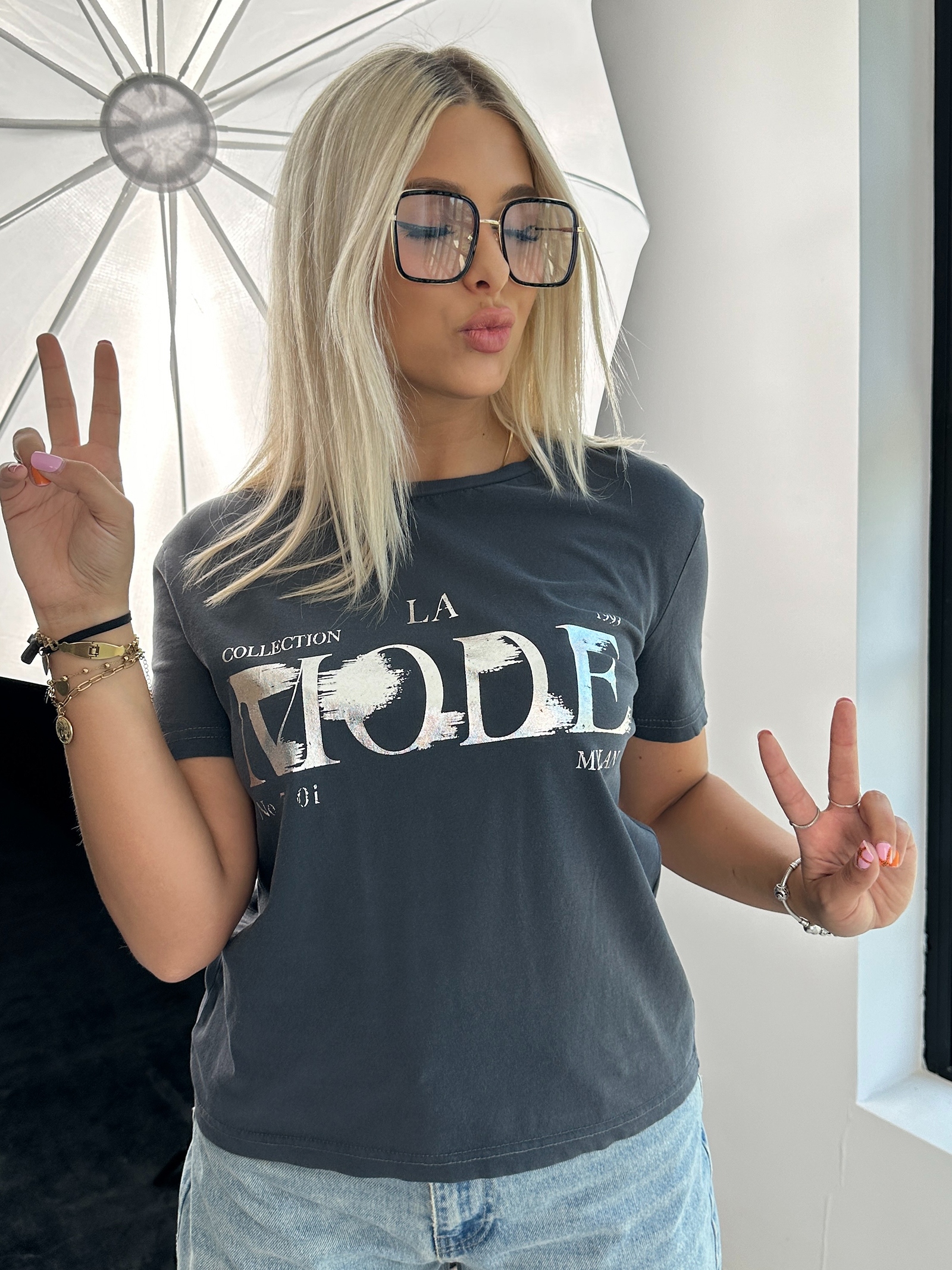 T-shirt bawełniany Laviode szary