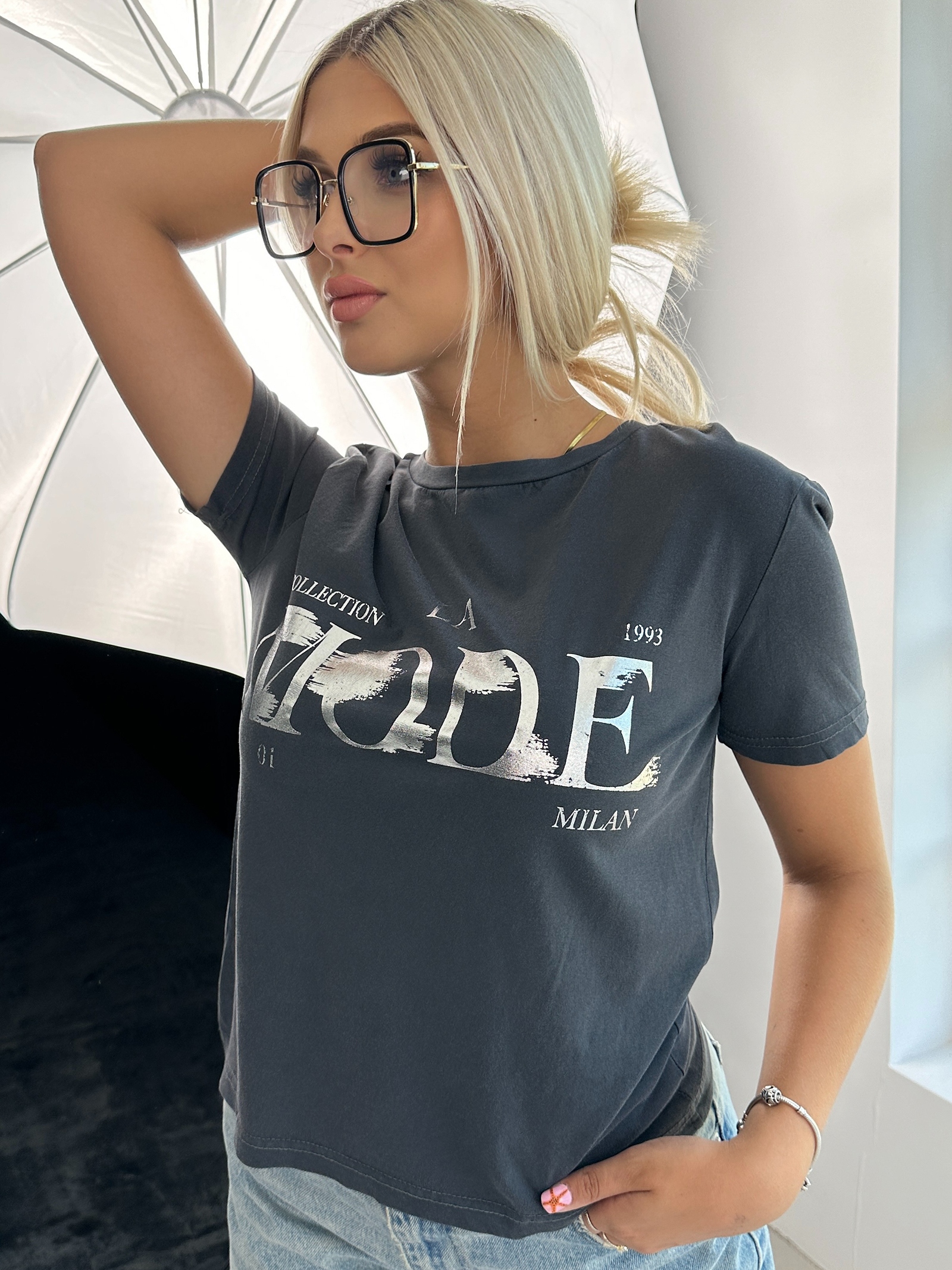 T-shirt bawełniany Laviode szary