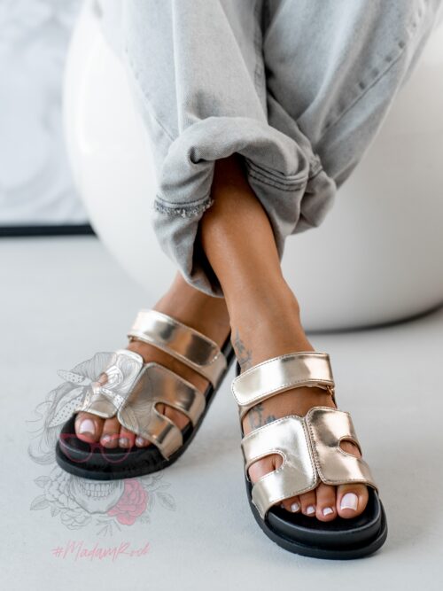 Klapki profilowane Rock Merhes złote