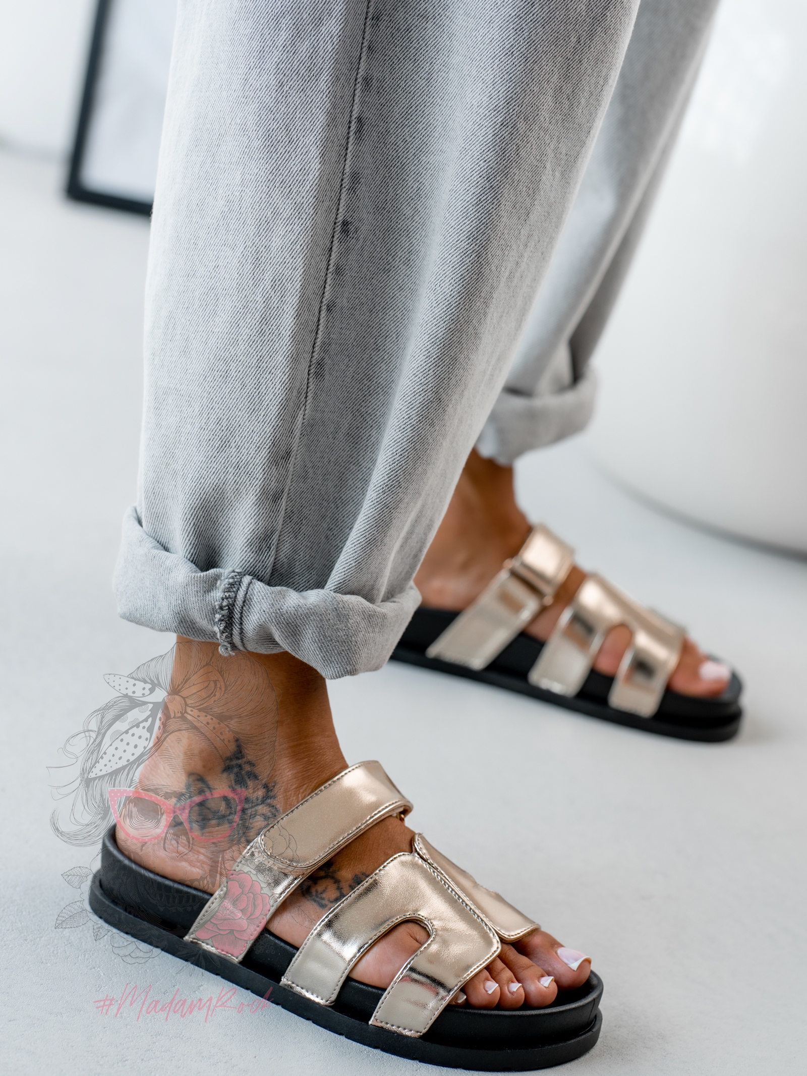 Klapki profilowane Rock Merhes złote