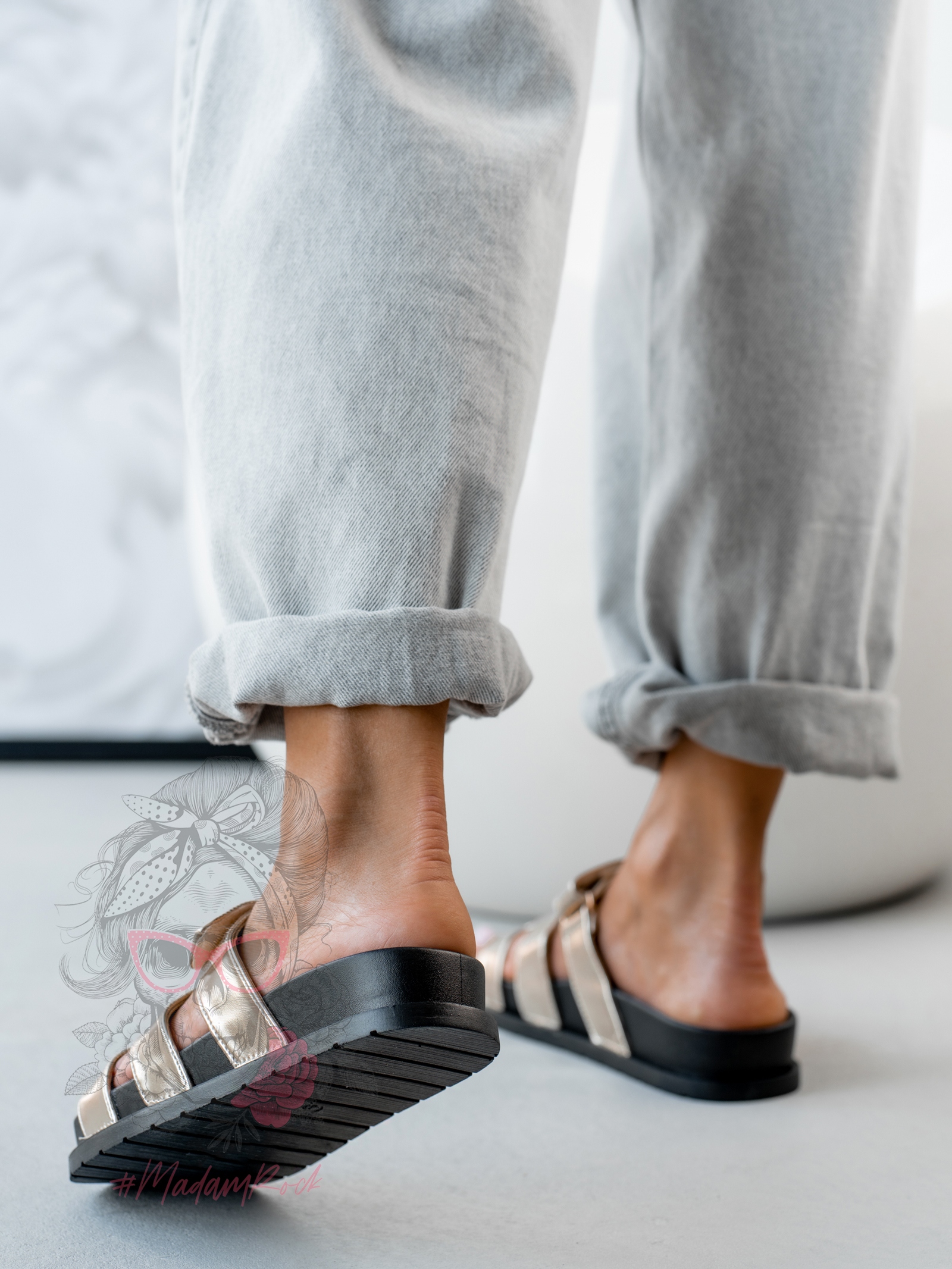 Klapki profilowane Rock Merhes złote