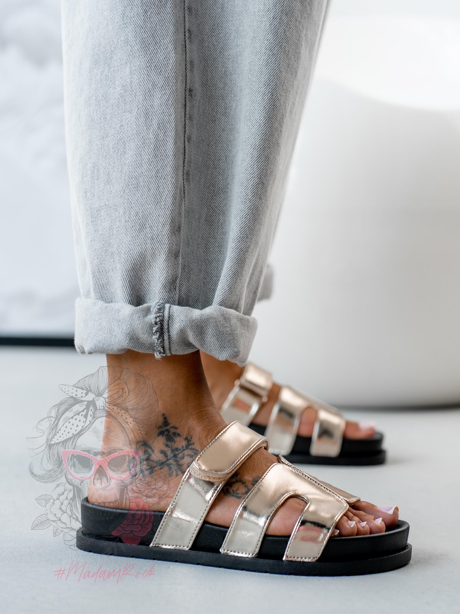 Klapki profilowane Rock Merhes złote