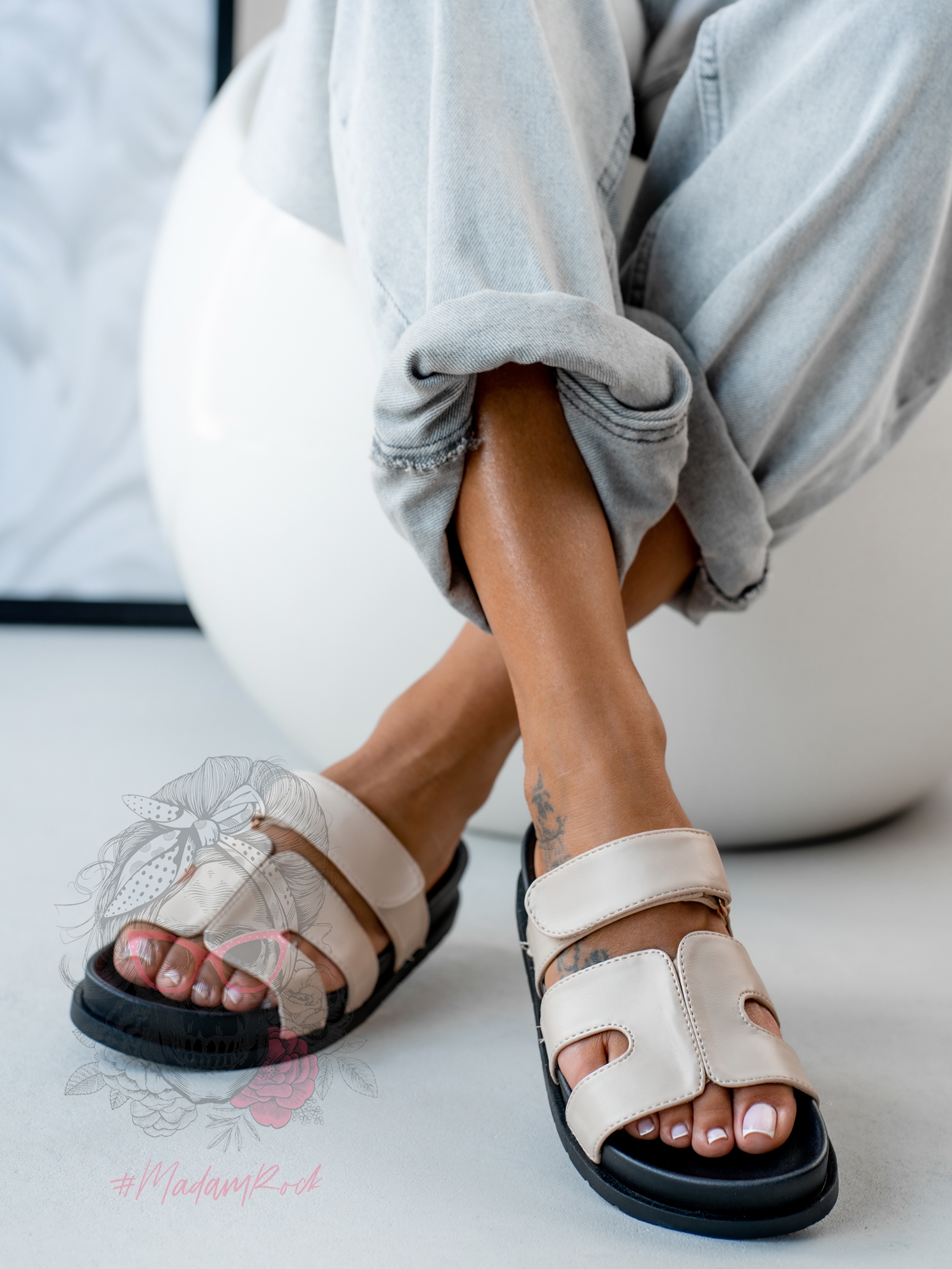 Klapki profilowane Rock Merhes beżowe