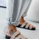 Klapki profilowane Rock Merhes beżowe