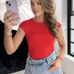 Bluzka przylegajaca Selis czerwona