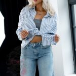 Spodenki jeansowe za kolano Wari niebieskie