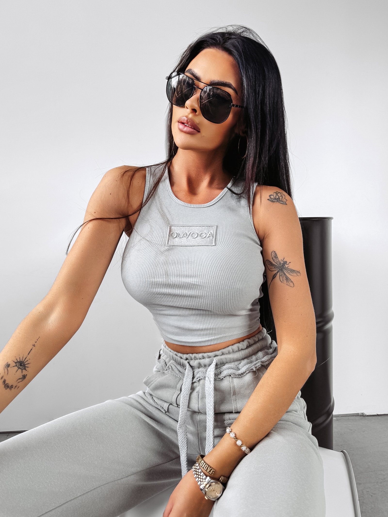 Top damski prążkowany Ruby Ola Voga szary