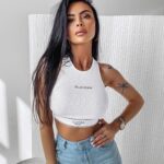 -wyprzedane-Top prążkowany Mania Ola Voga ecru