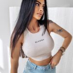 Top prążkowany MANIA OLAVOGA beżowy