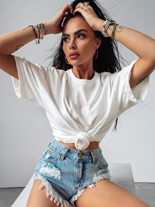 -wyprzedane-T-shirt oversize Graved Ola Voga ecru