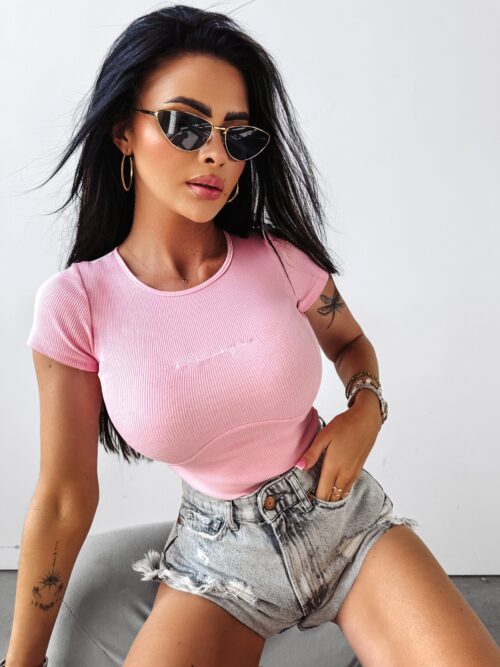 Body prążkowane modelujące Pearl Ola Voga różowe