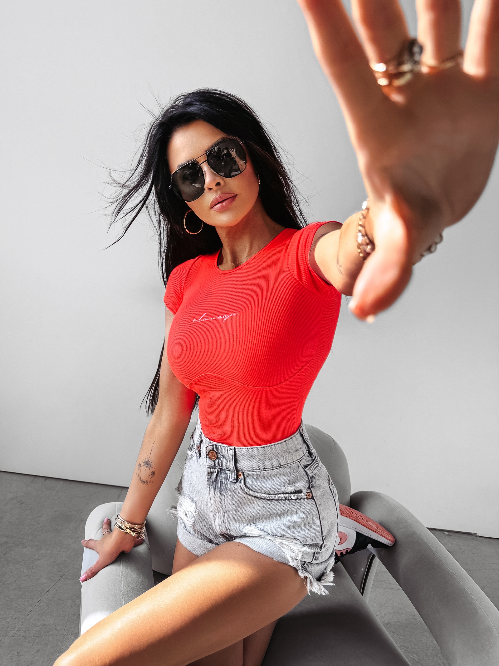 Body prążkowane modelujące Pearl Ola Voga neonowy koral