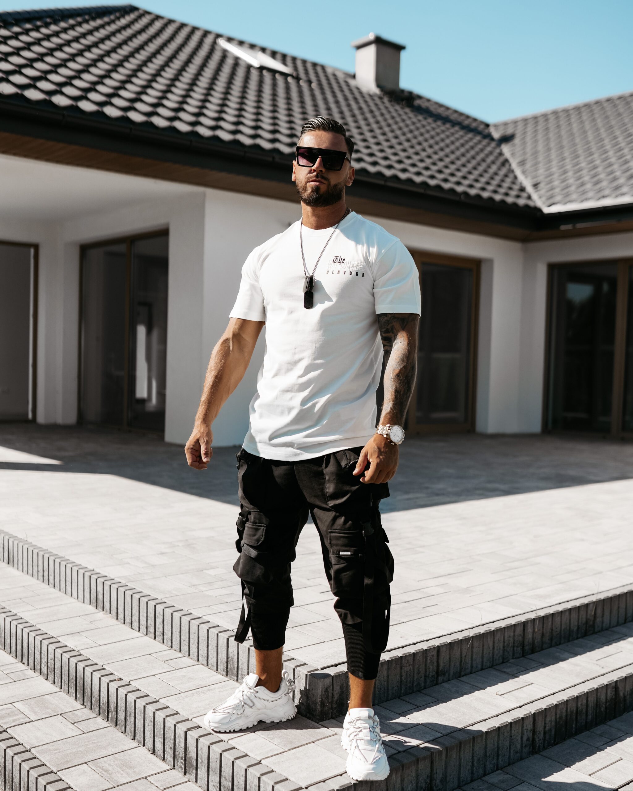 T-shirt męski z nadrukiem Feel Ola Voga ecru T-shirt męski z nadrukiem Feel Ola Voga ecru