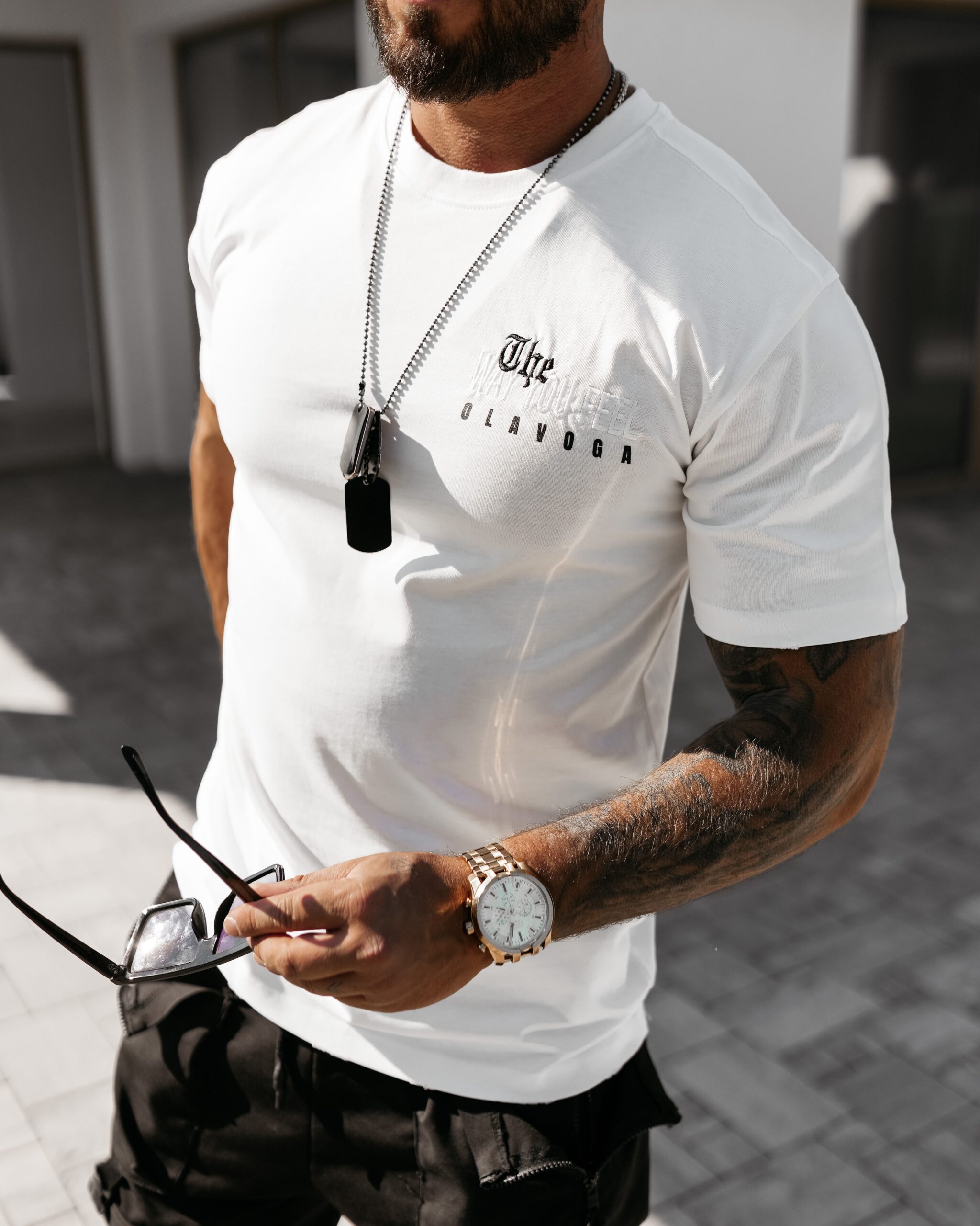 T-shirt męski z nadrukiem Feel Ola Voga ecru T-shirt męski z nadrukiem Feel Ola Voga ecru