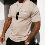 T-shirt męski z nadrukiem Feel Ola Voga beżowy