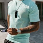 T-shirt męski z nadrukiem Feel Ola Voga miętowy