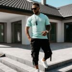 T-shirt męski z nadrukiem Feel Ola Voga miętowy