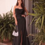 Sukienka satynowa maxi NB Portos czarna