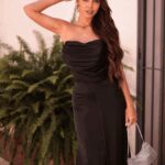 Sukienka satynowa maxi NB Portos czarna