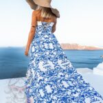 Sukienka asymetryczna NB Canaves biało-niebieska