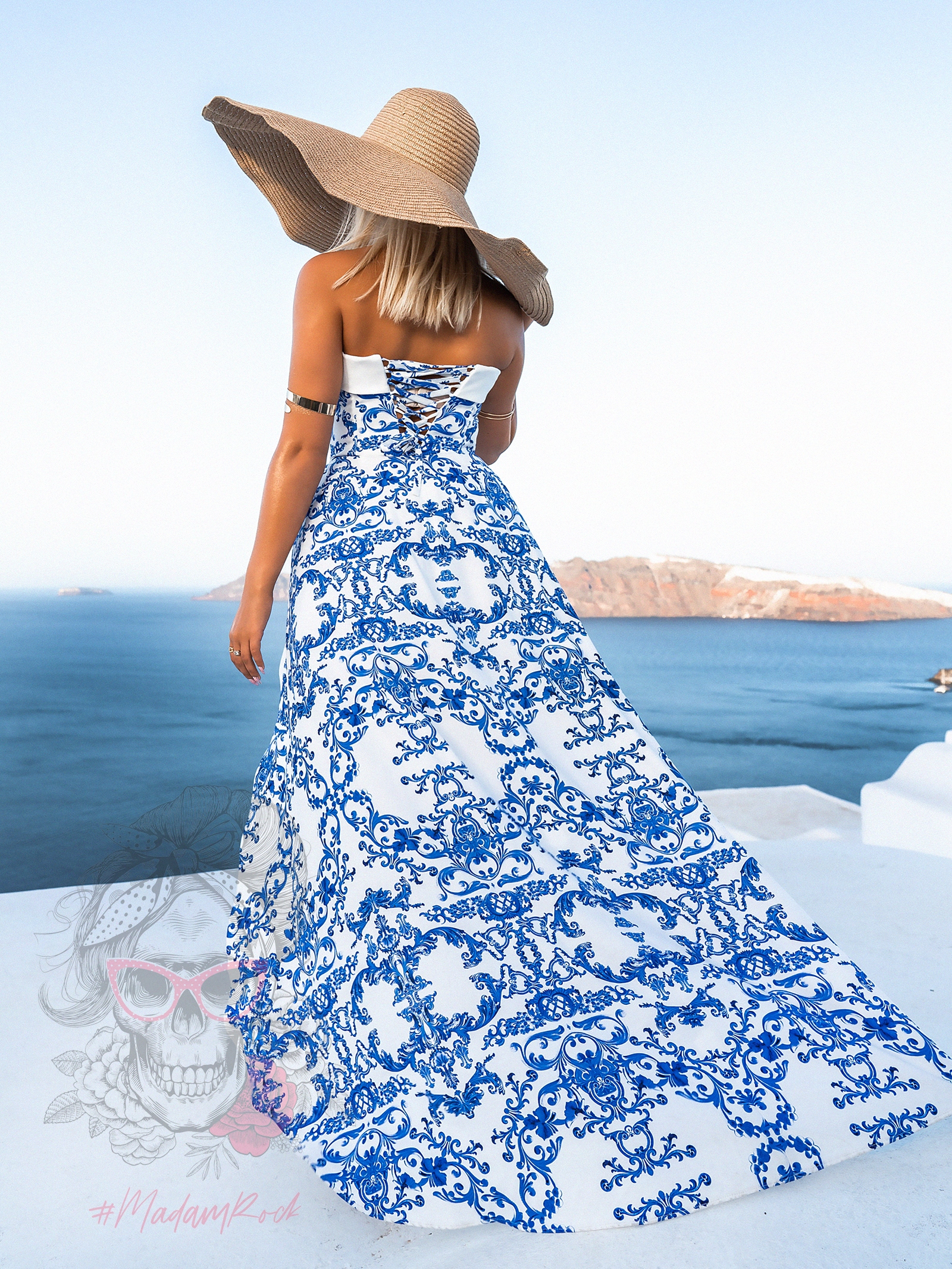 Sukienka asymetryczna NB Canaves biało-niebieska