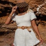 Daszek słomiany szachownica Tose karmel