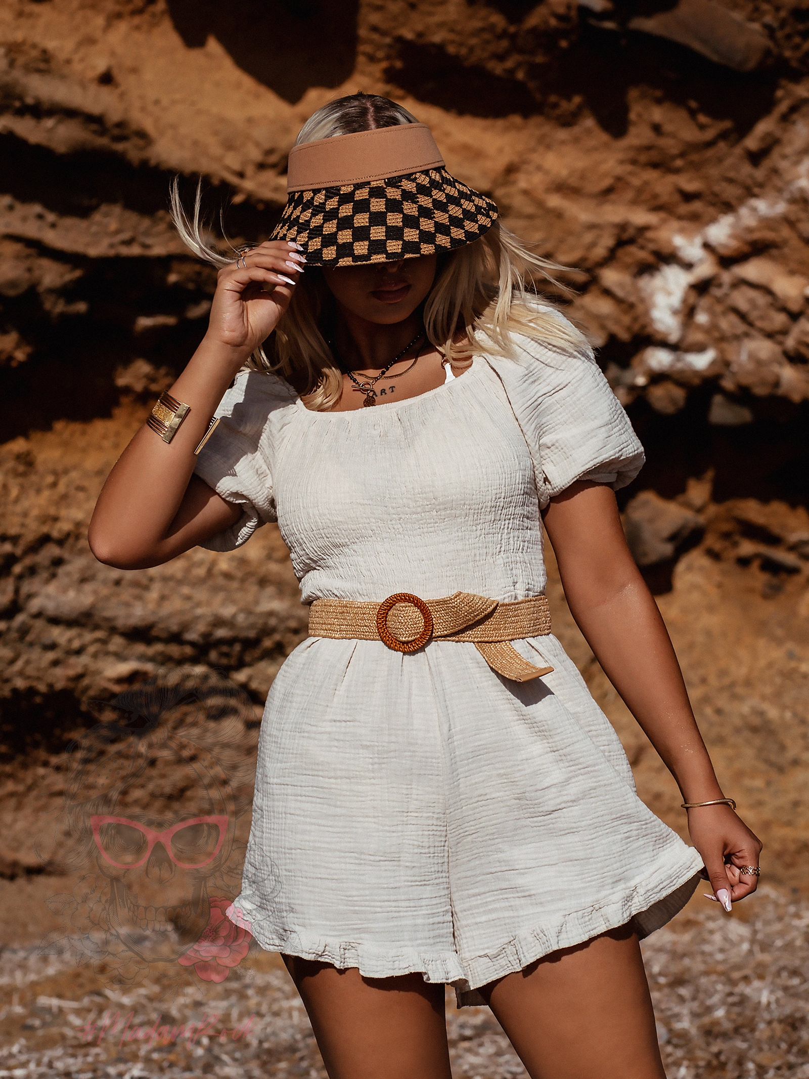 Daszek słomiany szachownica Tose karmel Daszek słomiany szachownica Tose karmel