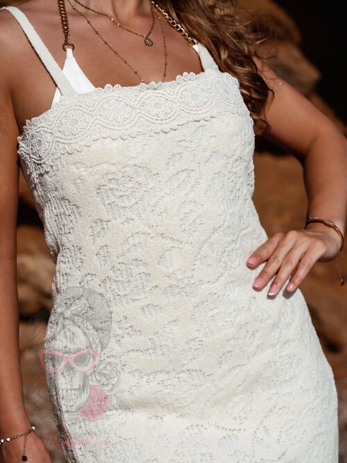 Sukienka boho na ramiączka Balle jasnobeżowa