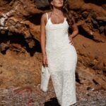 Sukienka boho na ramiączka Balle jasnobeżowa