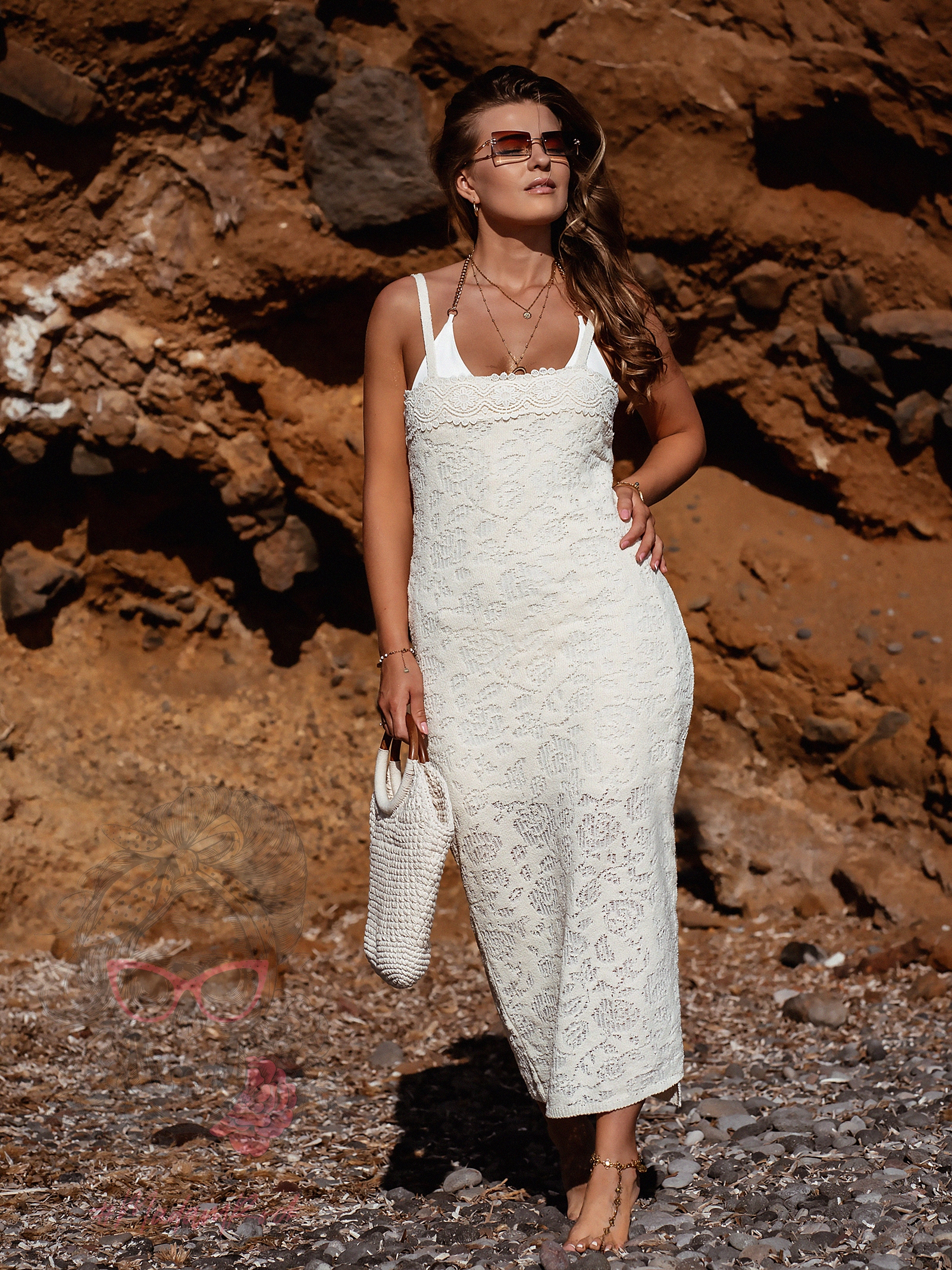 Sukienka boho na ramiączka Balle jasnobeżowa Sukienka boho na ramiączka Balle jasnobeżowa