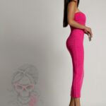 Sukienka tuba prążkowana Furto fuksja