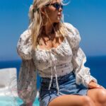 Bluzka hiszpanka Santoto beżowa blue