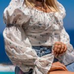 Bluzka hiszpanka Santoto beżowa blue