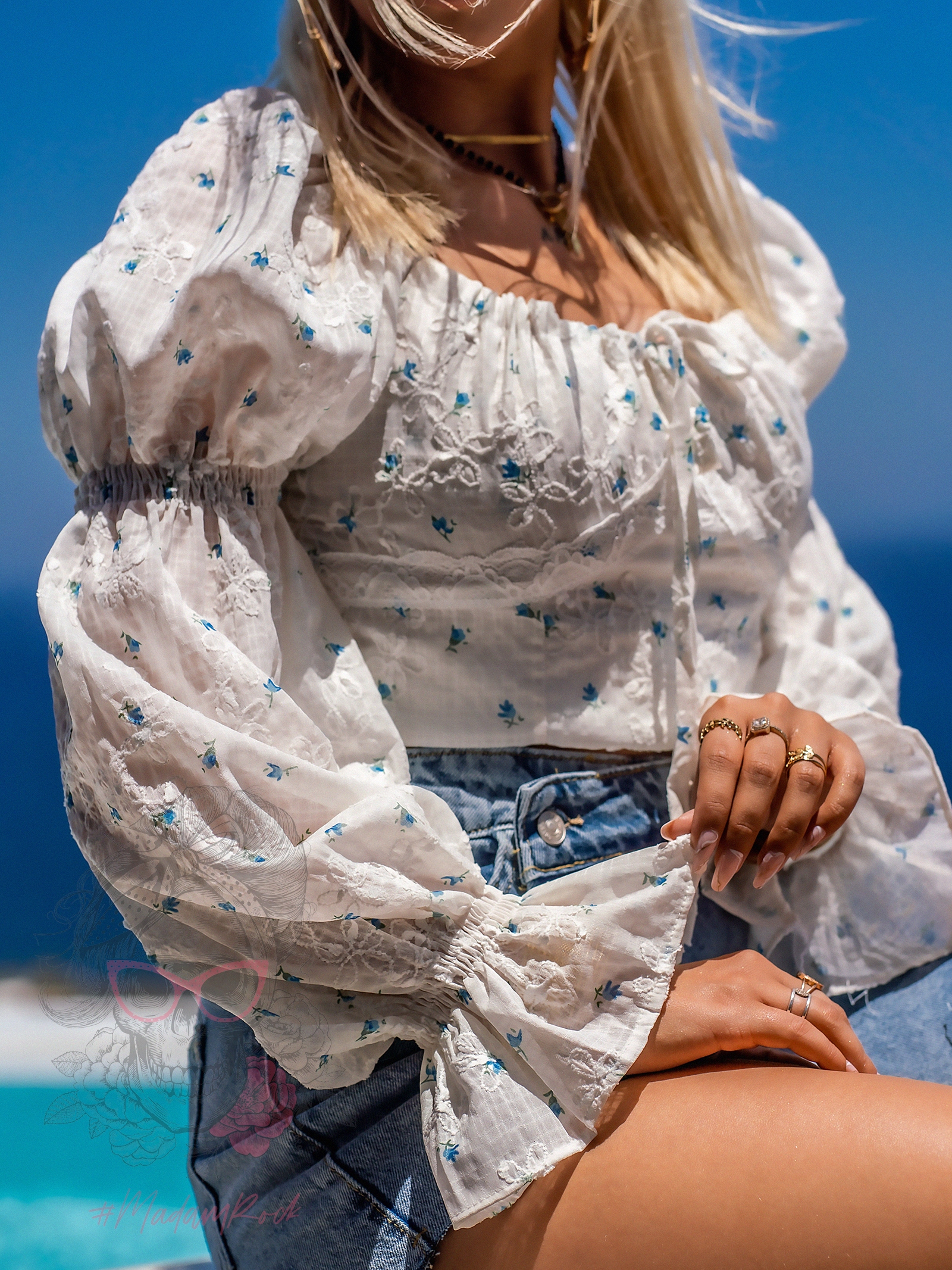 Bluzka hiszpanka Santoto beżowa blue