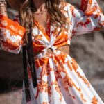 Sukienka maxi Barbera biało-pomarańczowa