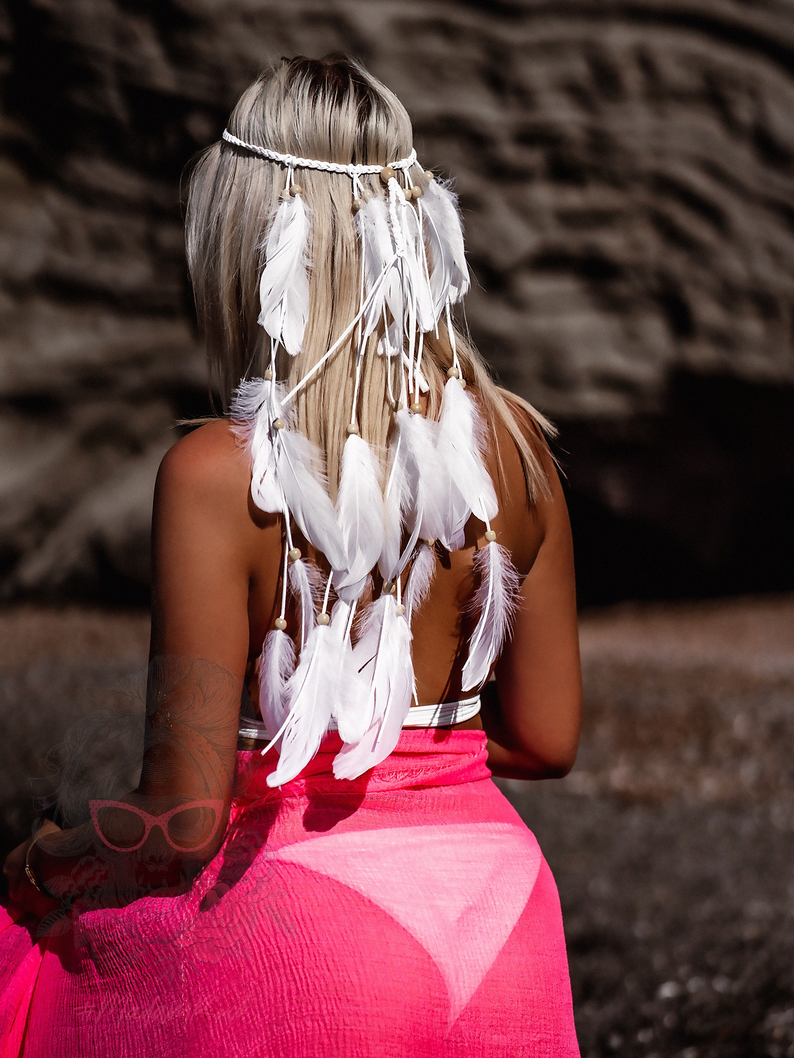 Opaska boho z piórami Well biała