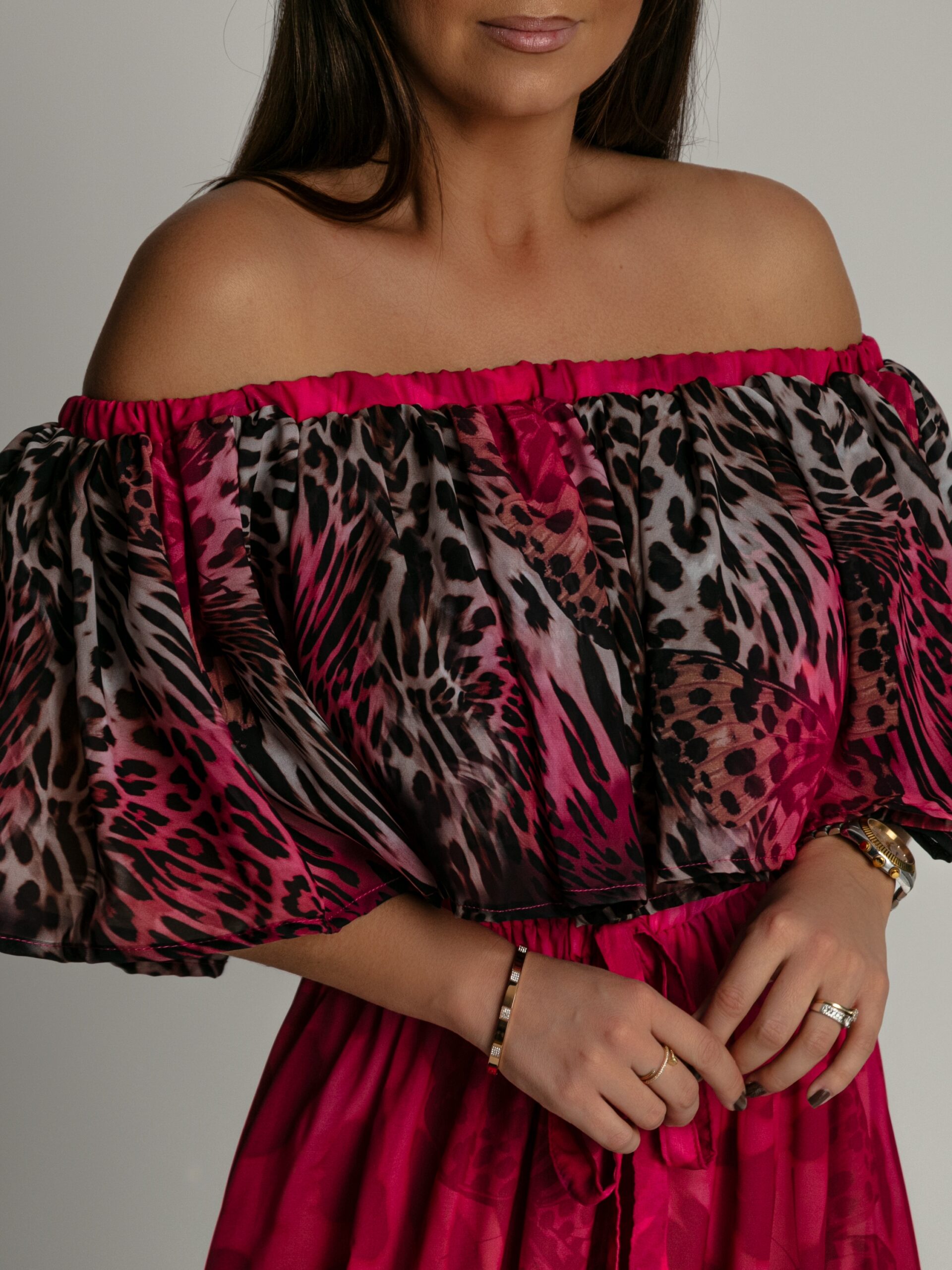 Sukienka maxi NB Lumia panterka-róż