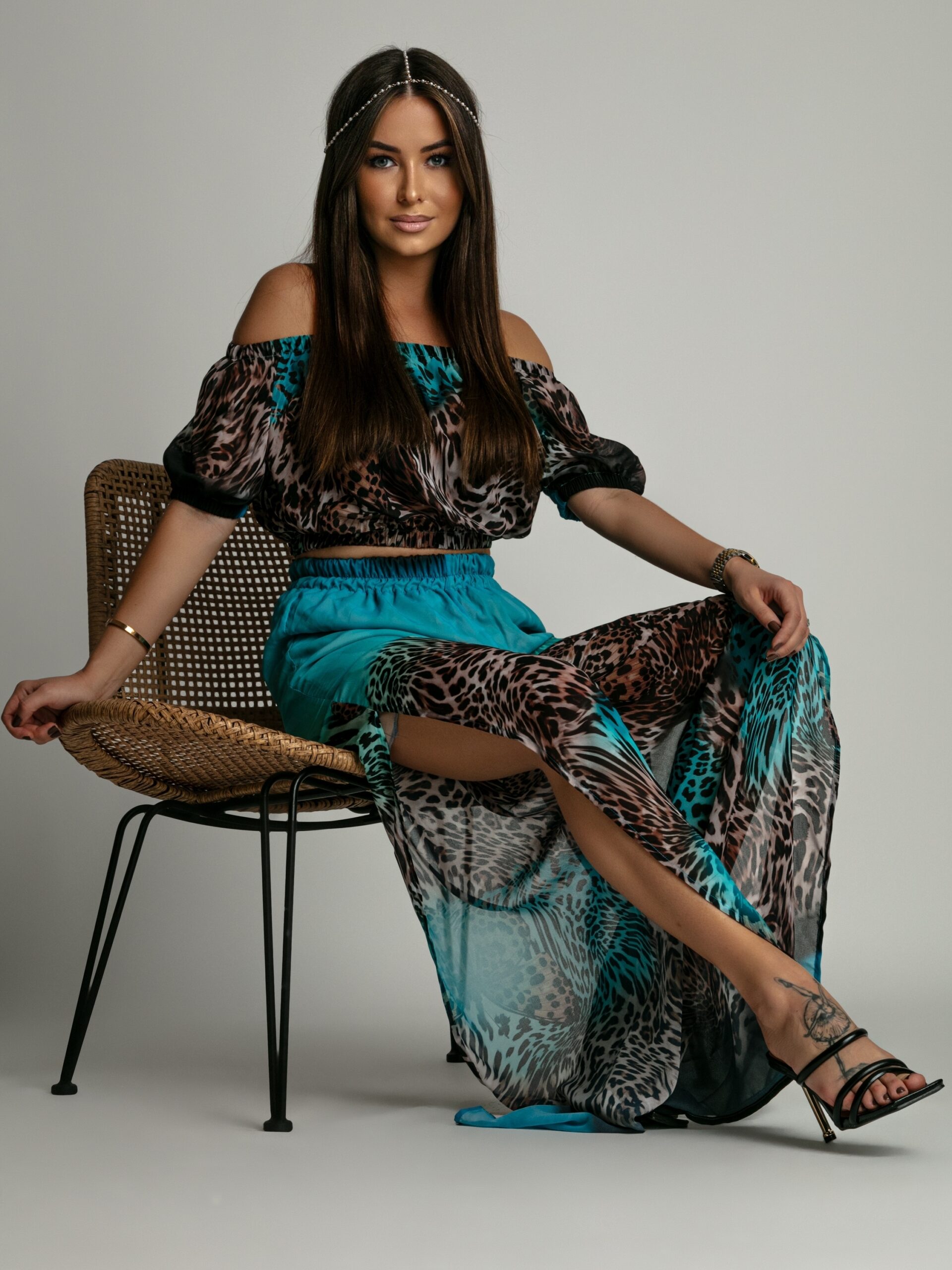 Komplet wakacyjny NB Lamia panterka-turkus Komplet wakacyjny NB Lamia panterka-turkus