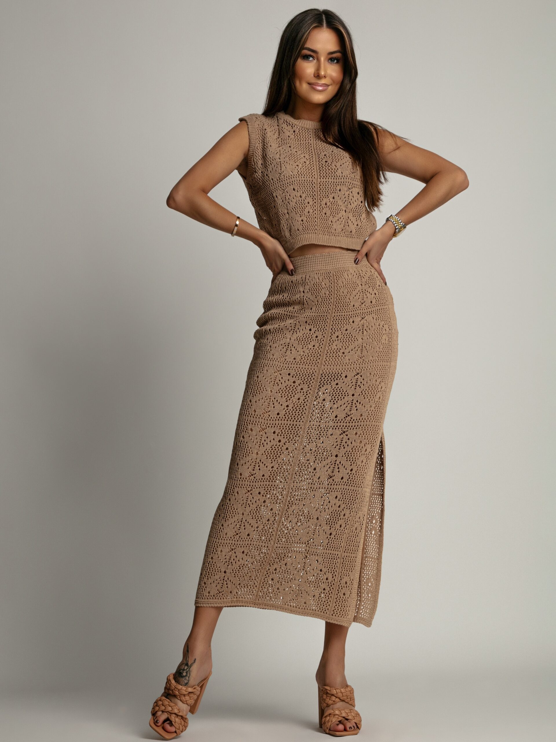 Komplet ażurowy BOHO LUMI cappuccino